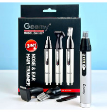 Чоловічий набір Geemy GM-3107 3в1 з 3 насадками (машинка для стрижки, тример для носа та вух, бритва)