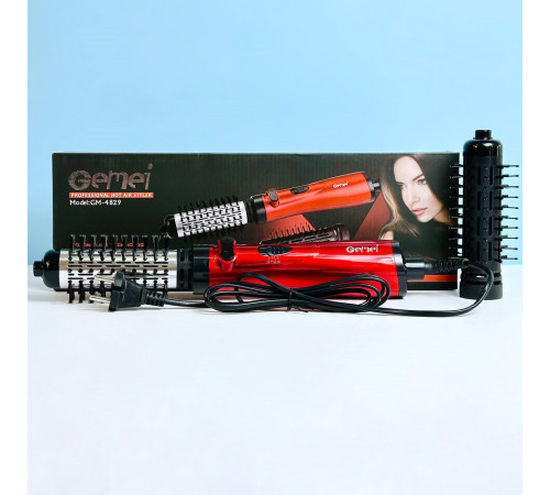 Набір фен-щітка стайлер Geemy GM-4829 3в1 (2 насадки)