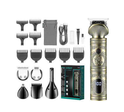 Чоловічий набір VGR V-106 Profession 6в1 (машинка для стрижки, триммер для носа, бритва)