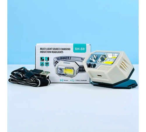 Ліхтар налобний SH-S9 Red Light (XPE+COB, 3SMD, Motion Sensor, Вбудований акумулятор, Type-C)