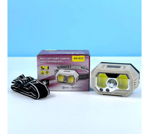 Ліхтар налобний SH-S31 Red light (XPE+COB, Motion Sensor, вбудований акумулятор, Type-C)