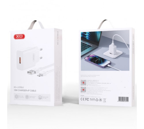 Мережевий зарядний пристрій XO L127 QC18W Lightning