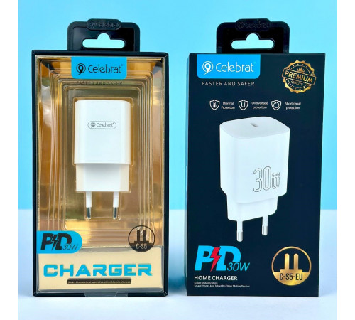 Мережевий зарядний пристрій Celebrat C-S5 PD30W