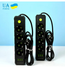 Мережевий подовжувач UA Power F44U 3USB 4 розетки 6m