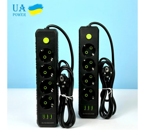 Мережевий подовжувач UA Power F44U 3USB 4 розетки 6m
