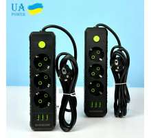Мережевий подовжувач UA Power F43U 3USB 3 розетки 6m