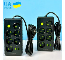 Мережевий подовжувач UA Power F17U 3USB 6 розеток 2m