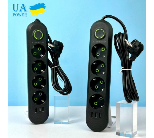 Мережевий подовжувач UA Power F04U 3USB 4 розетки 6m