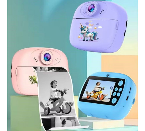 Дитяча фотокамера Звірятки AM300 із функцією друку та з фронтальною камерою