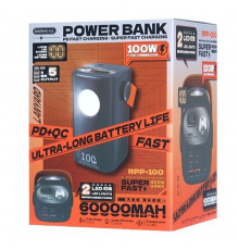 УМБ Power Bank Remax RPP-100 Gutitan Series 60000mAh PD100W+QC22.5W (з ліхтарем)
