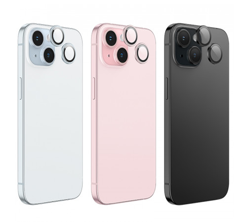 Захисне скло на камеру Hoco Crystal clear HD 3D metal frame iPhone 15-15 Plus (V14) (1 шт)