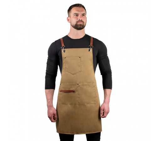 Кухарський фартух Daddy Smoke із тканини бежевий