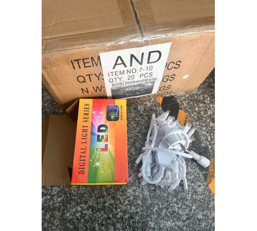 4483 2025 Білий Провід Гірлянда 8m 80 led 2,30мм Вулична Білий white wire 7-10 (20)