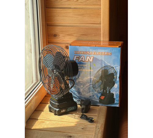 Вентилятор На аккумуляторі 48В Чорний fan 0515 (16)