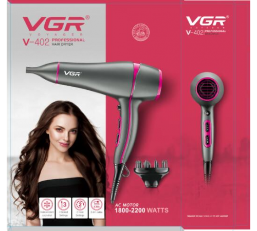 402 VGR Професійний фен для волосся 1800-2200 watts V-402 (12)