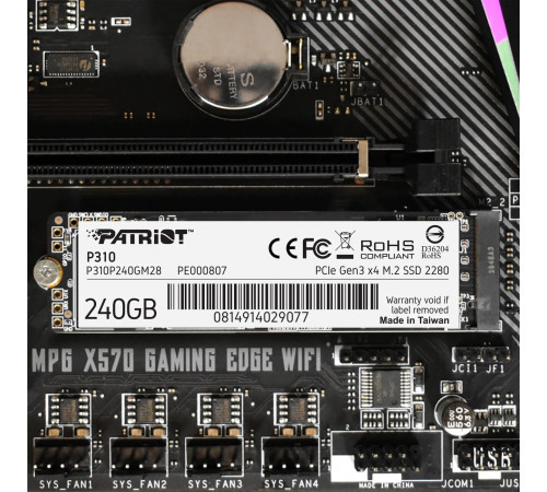 Накопичувач SSD M.2 Patriot P310 240GB NVMe 2280 PCIe 3.0 3D TLC (P310P240GM28)