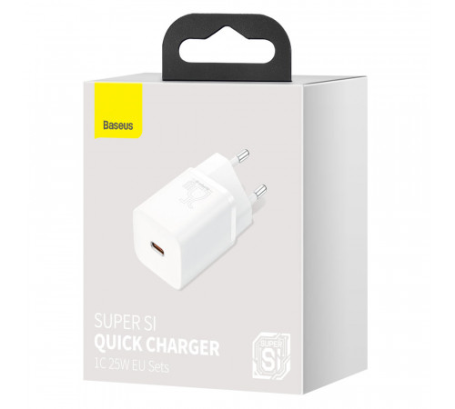 Мережевий зарядний пристрій Baseus Super Si Quick Charger 1C 25W EU White (CCSP020102)