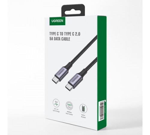 Кабель UGREEN US316 USB-C Cable Aluminum Case with Braided 2m (Black) (UGR-70429) (UGR-70429)
