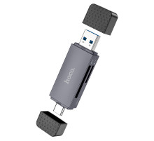 Кардрідер HOCO HB45 Spirit 2-in-1 USB/Type-C 3.0 card reader Metal gray (6942007620529)
