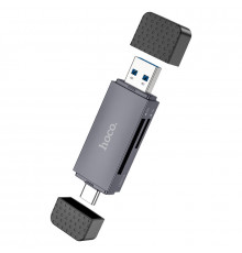 Кардидер HOCO HB45 Spirit 2-in-1 USB/Type-C 3.0 card reader Metal gray (6942007620529)