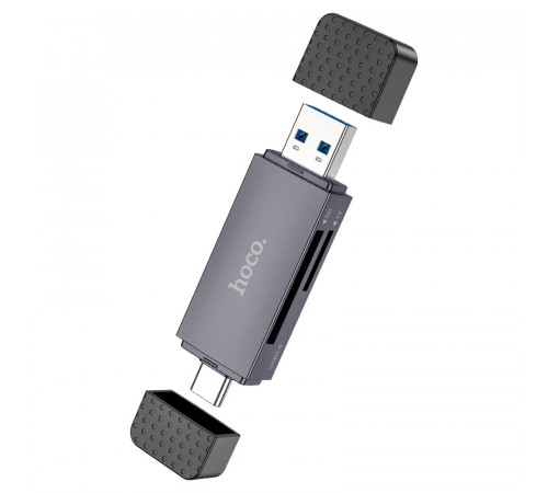 Кардрідер HOCO HB45 Spirit 2-in-1 USB/Type-C 3.0 card reader Metal gray (6942007620529)