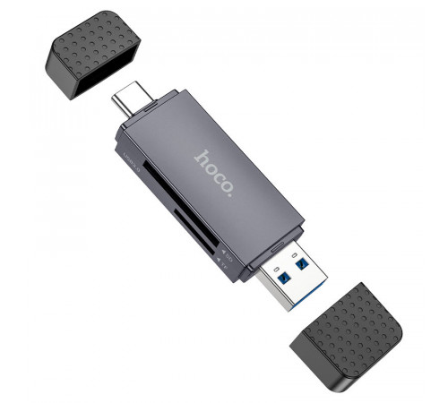 Кардрідер HOCO HB45 Spirit 2-in-1 USB/Type-C 3.0 card reader Metal gray (6942007620529)