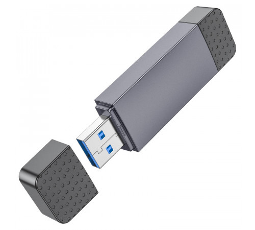 Кардрідер HOCO HB45 Spirit 2-in-1 USB/Type-C 3.0 card reader Metal gray (6942007620529)