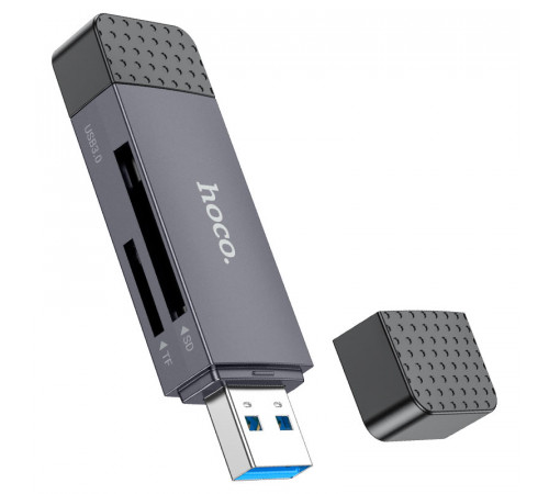 Кардрідер HOCO HB45 Spirit 2-in-1 USB/Type-C 3.0 card reader Metal gray (6942007620529)