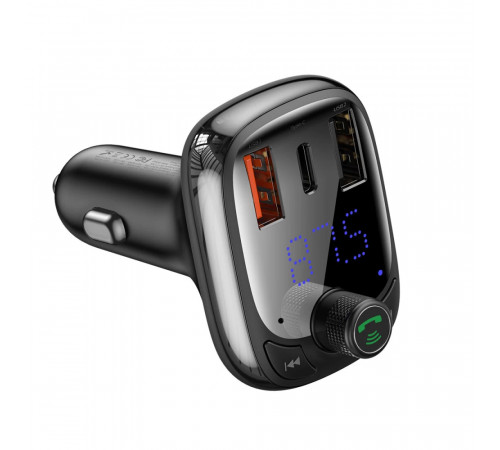 АЗП з FM-модулятором Baseus T Shaped S-13 Car Bluetooth MP3 Player (PPS Fast Charger Edition) Black (CCMT000101)