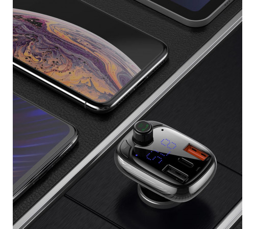 АЗП з FM-модулятором Baseus T Shaped S-13 Car Bluetooth MP3 Player (PPS Fast Charger Edition) Black (CCMT000101)