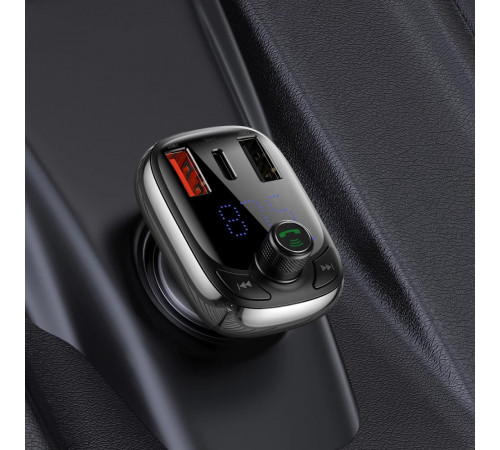 АЗП з FM-модулятором Baseus T Shaped S-13 Car Bluetooth MP3 Player (PPS Fast Charger Edition) Black (CCMT000101)