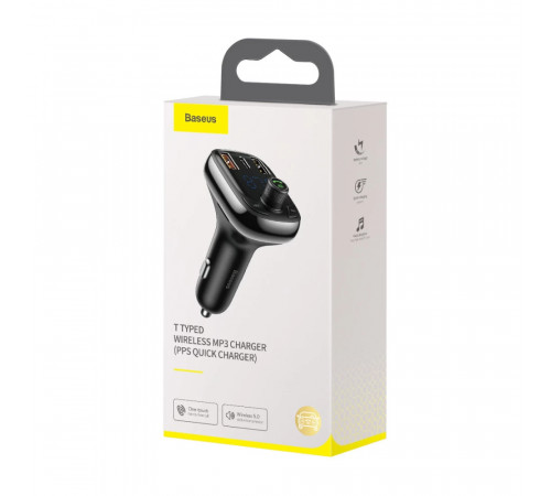 АЗП з FM-модулятором Baseus T Shaped S-13 Car Bluetooth MP3 Player (PPS Fast Charger Edition) Black (CCMT000101)