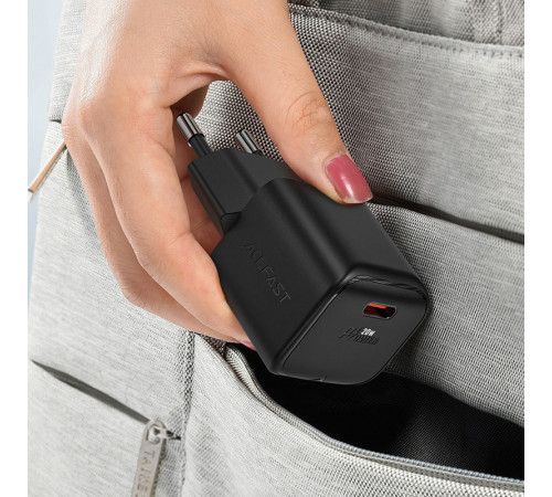 Мережевий зарядний пристрій ACEFAST A73 mini PD20W GaN USB-C charger Black (6974316282648)
