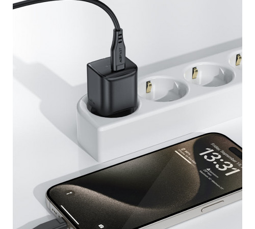 Мережевий зарядний пристрій ACEFAST A73 mini PD20W GaN USB-C charger Black (6974316282648)