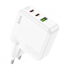 Мережевий зарядний пристрій HOCO C115A Header PD65W  GaN three-port(2C1A) charger White (6931474798312)