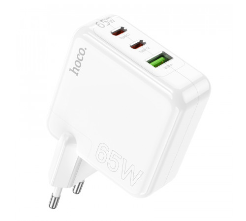 Мережевий зарядний пристрій HOCO C115A Header PD65W  GaN three-port(2C1A) charger White (6931474798312)