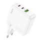 Мережевий зарядний пристрій HOCO C115A Header PD65W  GaN three-port(2C1A) charger White (6931474798312)