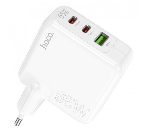 Мережевий зарядний пристрій HOCO C115A Header PD65W  GaN three-port(2C1A) charger White (6931474798312)