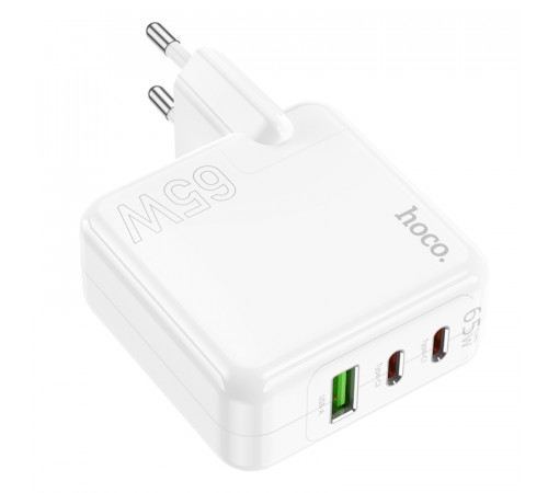 Мережевий зарядний пристрій HOCO C115A Header PD65W  GaN three-port(2C1A) charger White (6931474798312)