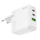 Мережевий зарядний пристрій HOCO C115A Header PD65W  GaN three-port(2C1A) charger White (6931474798312)