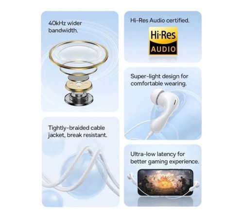 Навушники дротові Baseus Encok HZ20 (3.5mm)  Moon White (A00171500213-00)