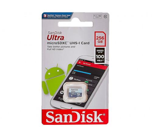 Карта пам'яті microSDXC (UHS-1) SanDisk Ultra 256Gb class 10 A1 (100Mb/s) (SDSQUNR-256G-GN3MN)