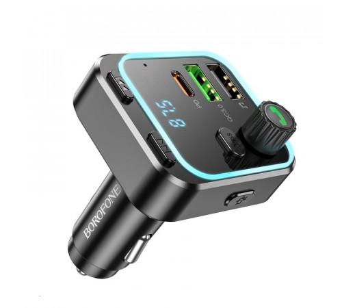 АЗП з FM-модулятором BOROFONE BC53 Highway PD20W+QC3.0 car BT FM transmitter 18W Black (6941991108457)