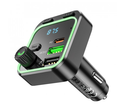 АЗП з FM-модулятором BOROFONE BC53 Highway PD20W+QC3.0 car BT FM transmitter 18W Black (6941991108457)