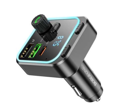 АЗП з FM-модулятором BOROFONE BC53 Highway PD20W+QC3.0 car BT FM transmitter 18W Black (6941991108457)