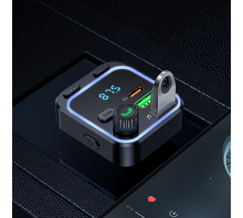 АЗП з FM-модулятором BOROFONE BC53 Highway PD20W+QC3.0 car BT FM transmitter 18W Black (6941991108457)