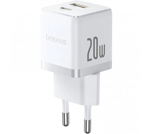 Мережевий зарядний пристрій Baseus Palm Fast Charger C+U 20W EU Moon White (P10111608213-00)