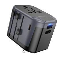 Мережевий зарядний пристрій BOROFONE BAC12 Leader 3-port(1C2A) universal conversion charger Black (6941991117152)
