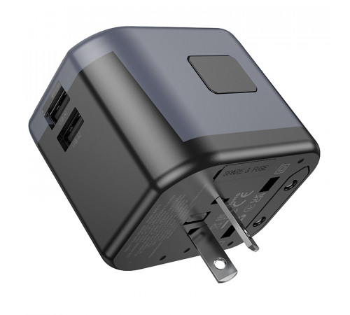 Мережевий зарядний пристрій BOROFONE BAC12 Leader 3-port(1C2A) universal conversion charger Black (6941991117152)