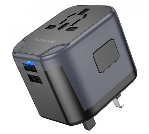 Мережевий зарядний пристрій BOROFONE BAC12 Leader 3-port(1C2A) universal conversion charger Black (6941991117152)